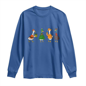 Christmas Ducks Long Sleeve Shirt Funny Animals Farm Lover Gift Xmas Light TS10 Royal Blue Print Your Wear