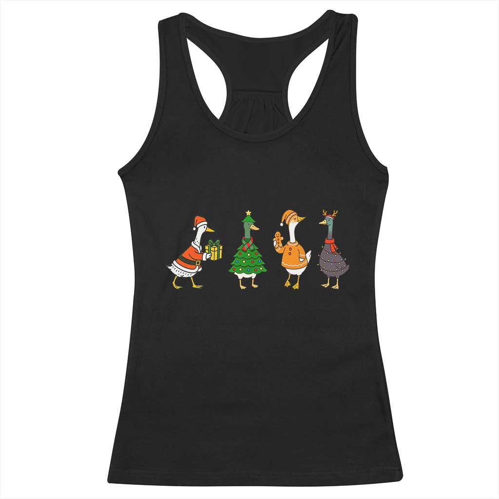 Christmas Ducks Racerback Tank Top Funny Animals Farm Lover Gift Xmas Light TS10 Black Print Your Wear