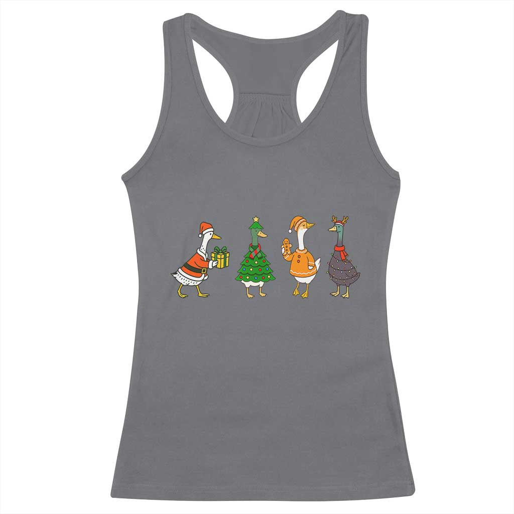 Christmas Ducks Racerback Tank Top Funny Animals Farm Lover Gift Xmas Light TS10 Charcoal Print Your Wear