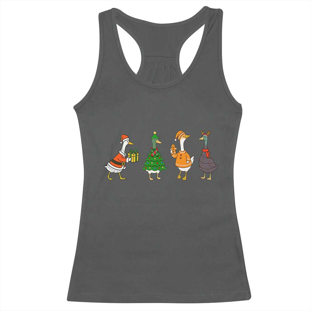 Christmas Ducks Racerback Tank Top Funny Animals Farm Lover Gift Xmas Light TS10 Dark Heather Print Your Wear