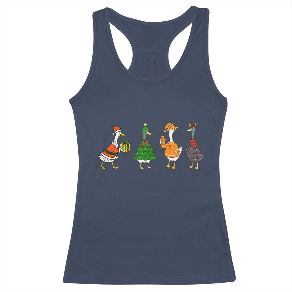 Christmas Ducks Racerback Tank Top Funny Animals Farm Lover Gift Xmas Light TS10 Navy Print Your Wear