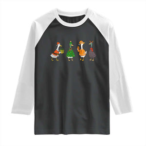 Christmas Ducks Raglan Shirt Funny Animals Farm Lover Gift Xmas Light TS10 Black White Print Your Wear