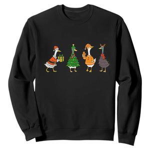 Christmas Ducks Sweatshirt Funny Animals Farm Lover Gift Xmas Light TS10 Black Print Your Wear