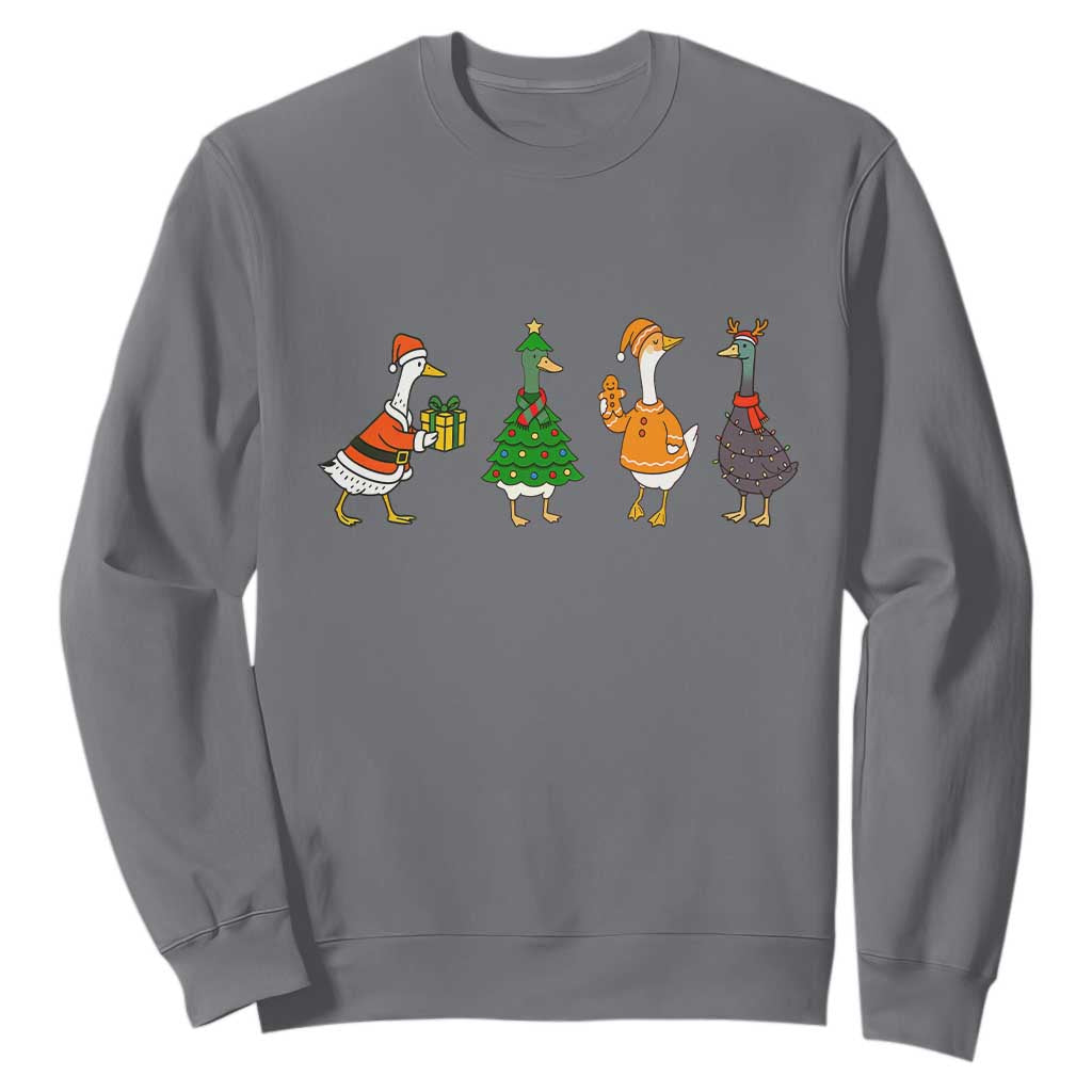 Christmas Ducks Sweatshirt Funny Animals Farm Lover Gift Xmas Light TS10 Charcoal Print Your Wear