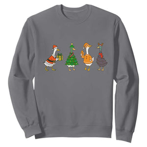 Christmas Ducks Sweatshirt Funny Animals Farm Lover Gift Xmas Light TS10 Charcoal Print Your Wear