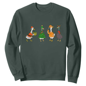 Christmas Ducks Sweatshirt Funny Animals Farm Lover Gift Xmas Light TS10 Dark Forest Green Print Your Wear