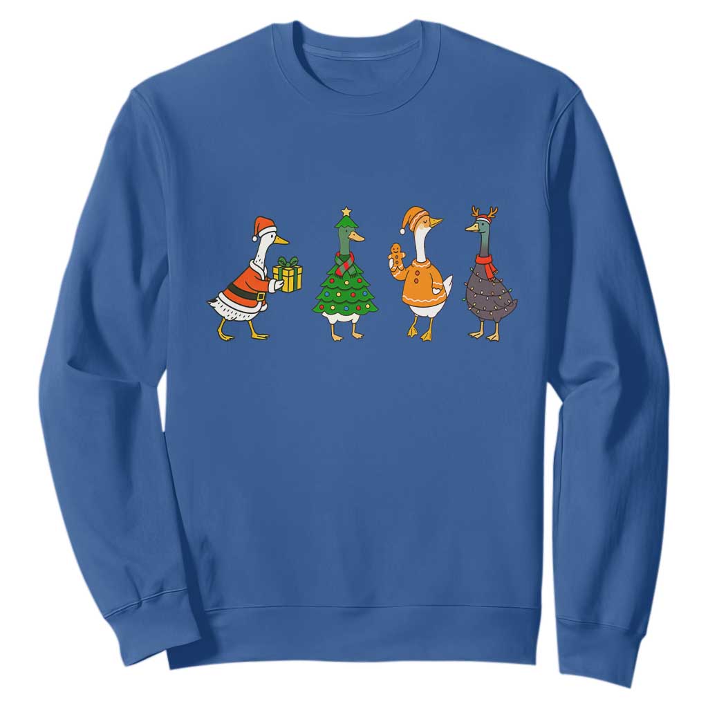 Christmas Ducks Sweatshirt Funny Animals Farm Lover Gift Xmas Light TS10 Royal Blue Print Your Wear