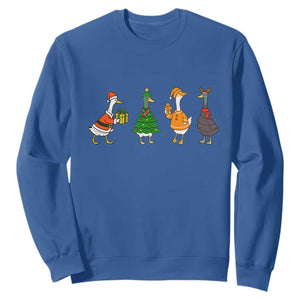 Christmas Ducks Sweatshirt Funny Animals Farm Lover Gift Xmas Light TS10 Royal Blue Print Your Wear