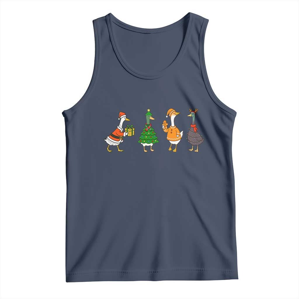Christmas Ducks Tank Top Funny Animals Farm Lover Gift Xmas Light TS10 Navy Print Your Wear
