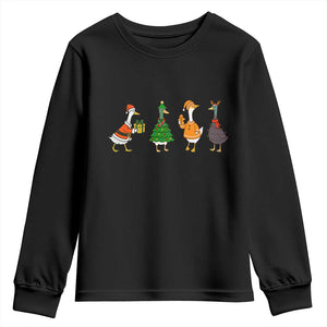 Christmas Ducks Youth Sweatshirt Funny Animals Farm Lover Gift Xmas Light TS10 Black Print Your Wear