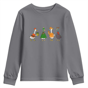 Christmas Ducks Youth Sweatshirt Funny Animals Farm Lover Gift Xmas Light TS10 Charcoal Print Your Wear