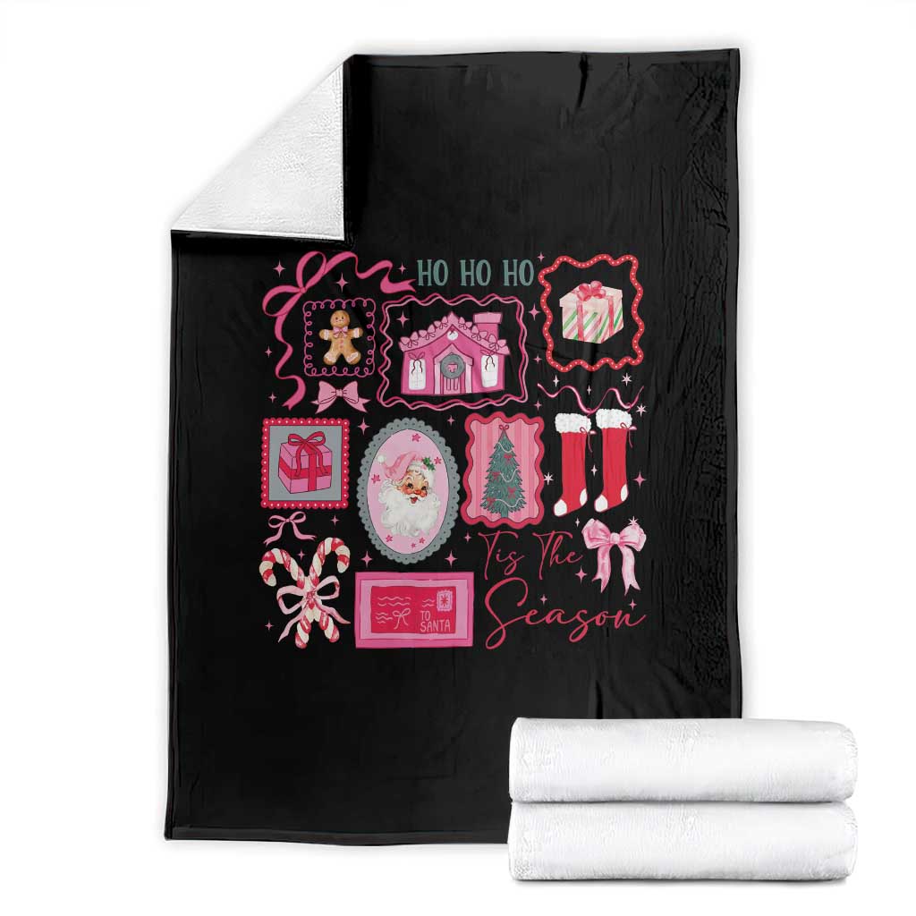 Pink Christmas Throw Blanket Old Xmas Vintage Pink Santa Claus TS10 Black Print Your Wear