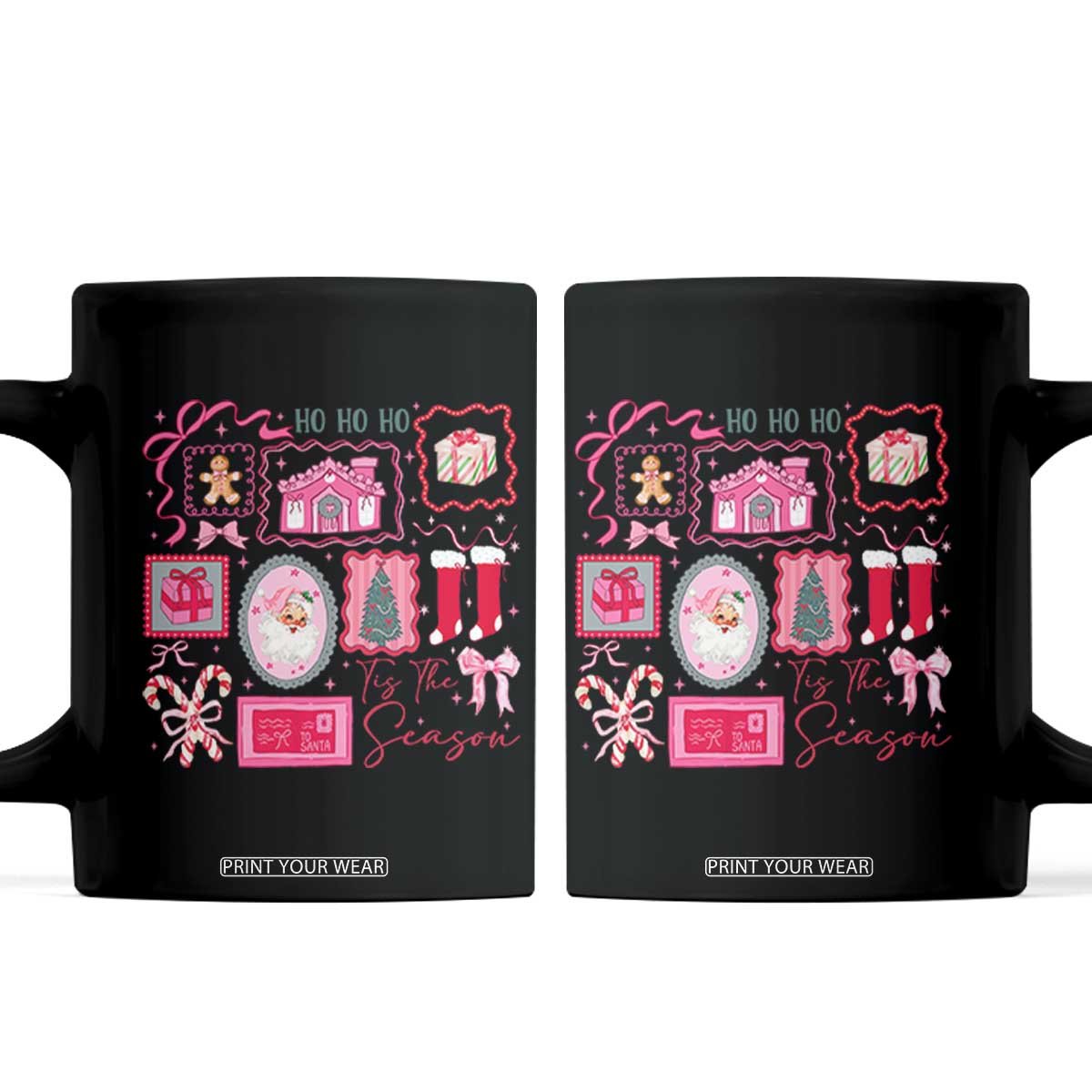 Pink Christmas Coffee Mug Old Xmas Vintage Pink Santa Claus TS10 Black Print Your Wear