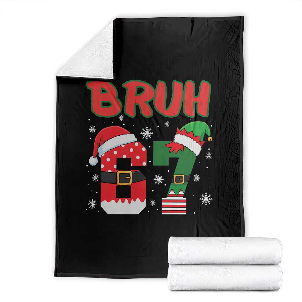 67 Christmas Throw Blanket Six Seven Bruh Funny Boys Kids Meme Pajamas Gen Alpha Slang TS10 Black Print Your Wear