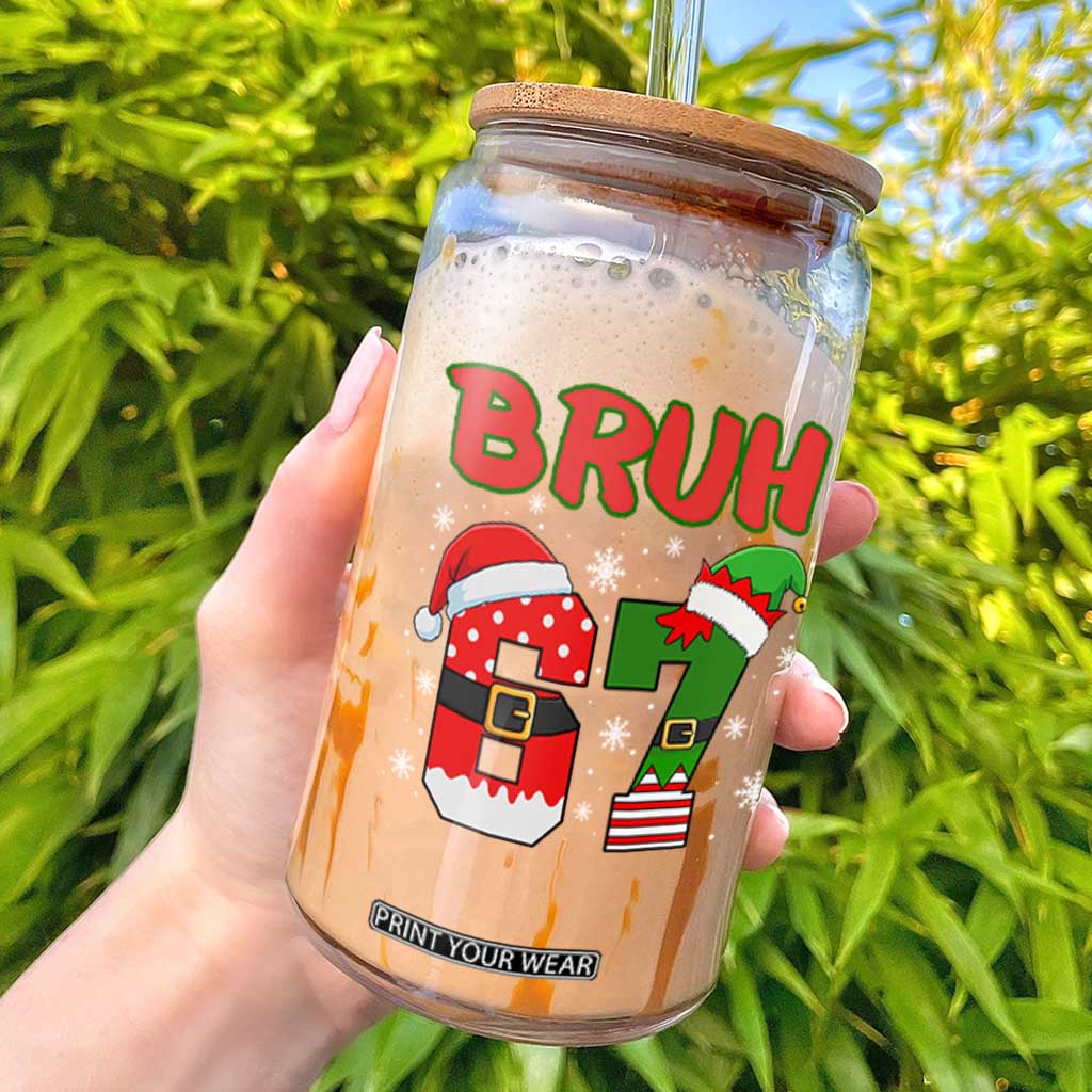 67 Christmas Glass Can Six Seven Bruh Funny Boys Kids Meme Pajamas Gen Alpha Slang TS10 Black Print Your Wear