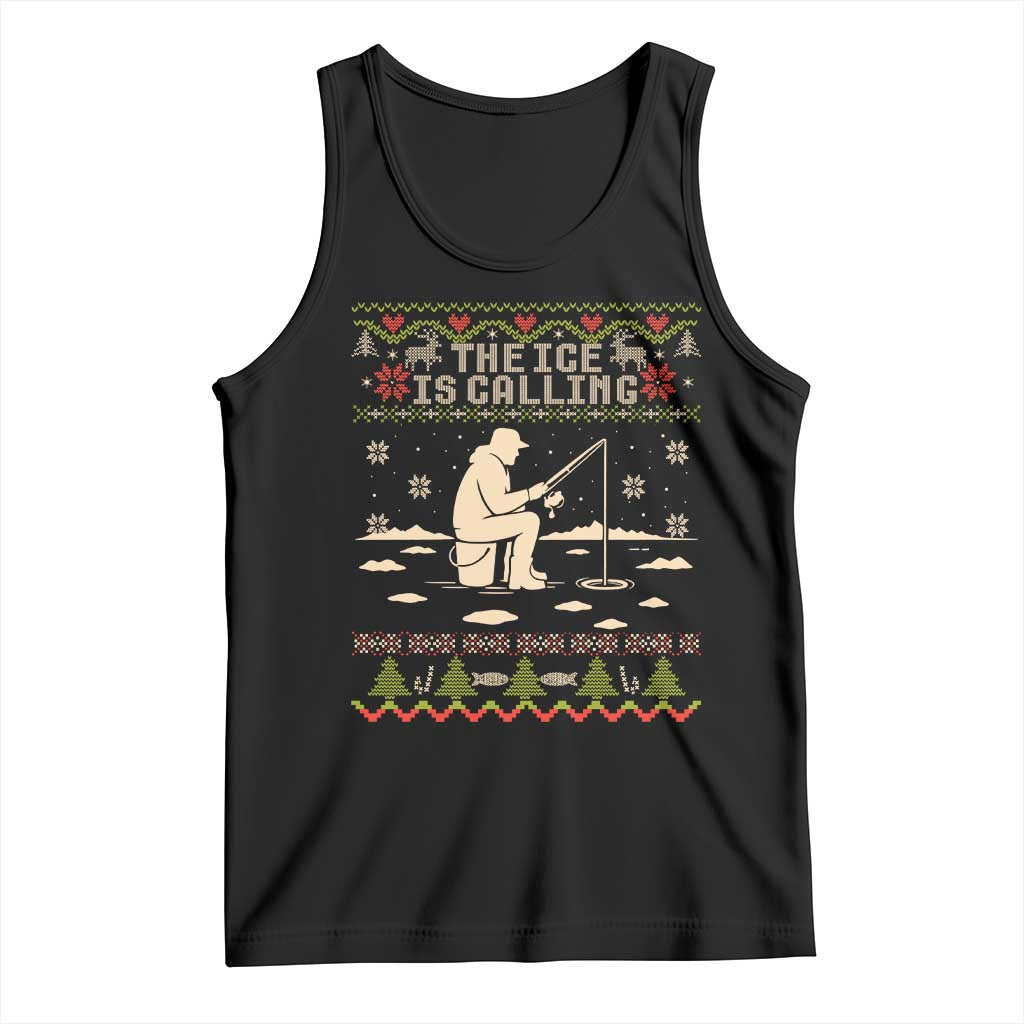 Funny Christmas Ice Fishing Tank Top Merry Fishmas Fish Fishing Ugly Xmas TS10 Black Print Your Wear