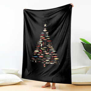 Fishing Lure Christmas Tree Throw Blanket Retro Fisherman Xmas Fish Fly TS10 Print Your Wear