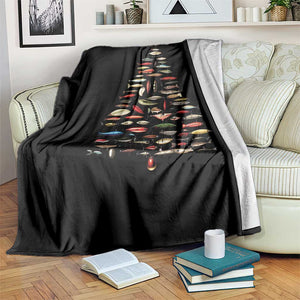 Fishing Lure Christmas Tree Throw Blanket Retro Fisherman Xmas Fish Fly TS10 Print Your Wear