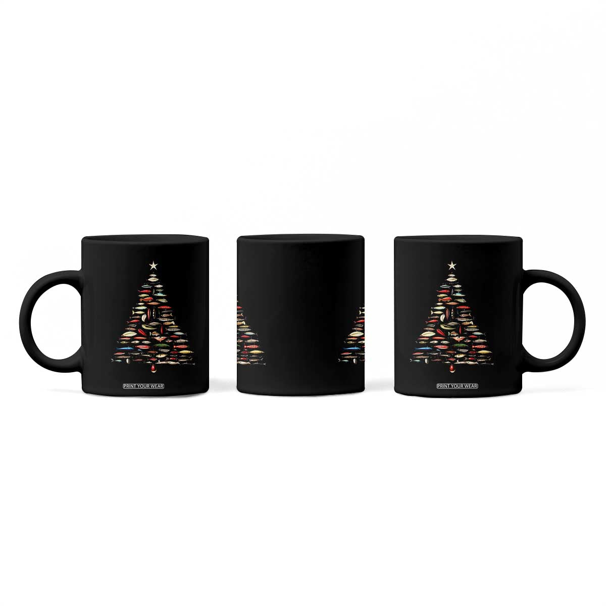 Fishing Lure Christmas Tree Coffee Mug Retro Fisherman Xmas Fish Fly TS10 Print Your Wear
