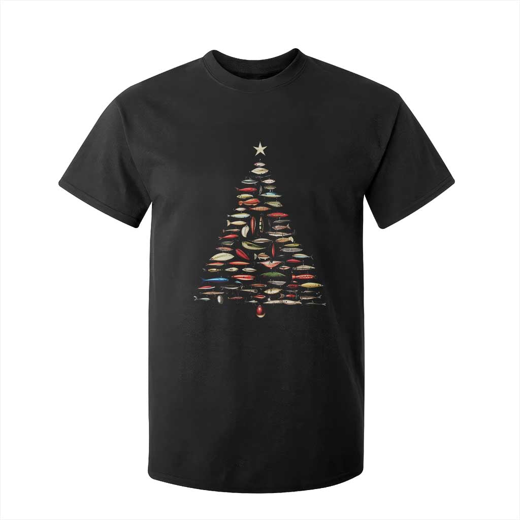 Fishing Lure Christmas Tree T Shirt For Kid Retro Fisherman Xmas Fish Fly TS10 Black Print Your Wear