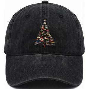 Fishing Lure Christmas Tree Washed Cotton Baseball Cap Retro Fisherman Xmas Fish Fly TS10 Print Your Wear