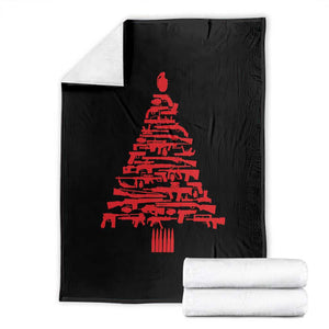 Funny Guns Christmas Throw Blanket 2nd Amendment Xmas Tree Gun Lovers TS10 Black Print Your Wear