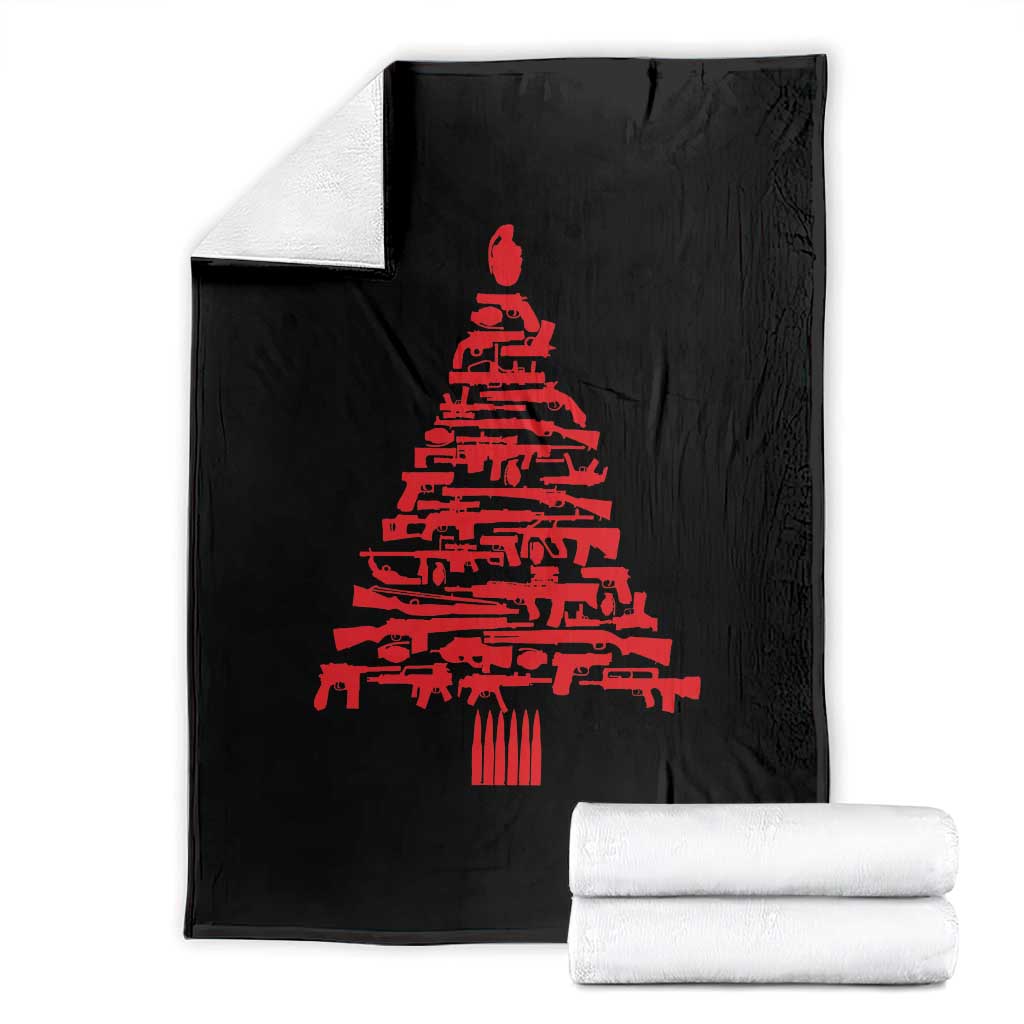 Funny Guns Christmas Throw Blanket 2nd Amendment Xmas Tree Gun Lovers TS10 Black Print Your Wear