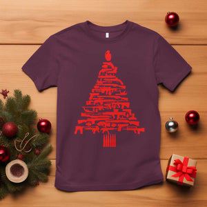 Funny Guns Christmas T Shirt 2nd Amendment Xmas Tree Gun Lovers TS10 Maroon Print Your Wear