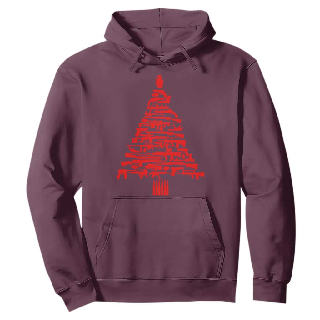 Funny Guns Christmas Hoodie 2nd Amendment Xmas Tree Gun Lovers TS10 Maroon Print Your Wear