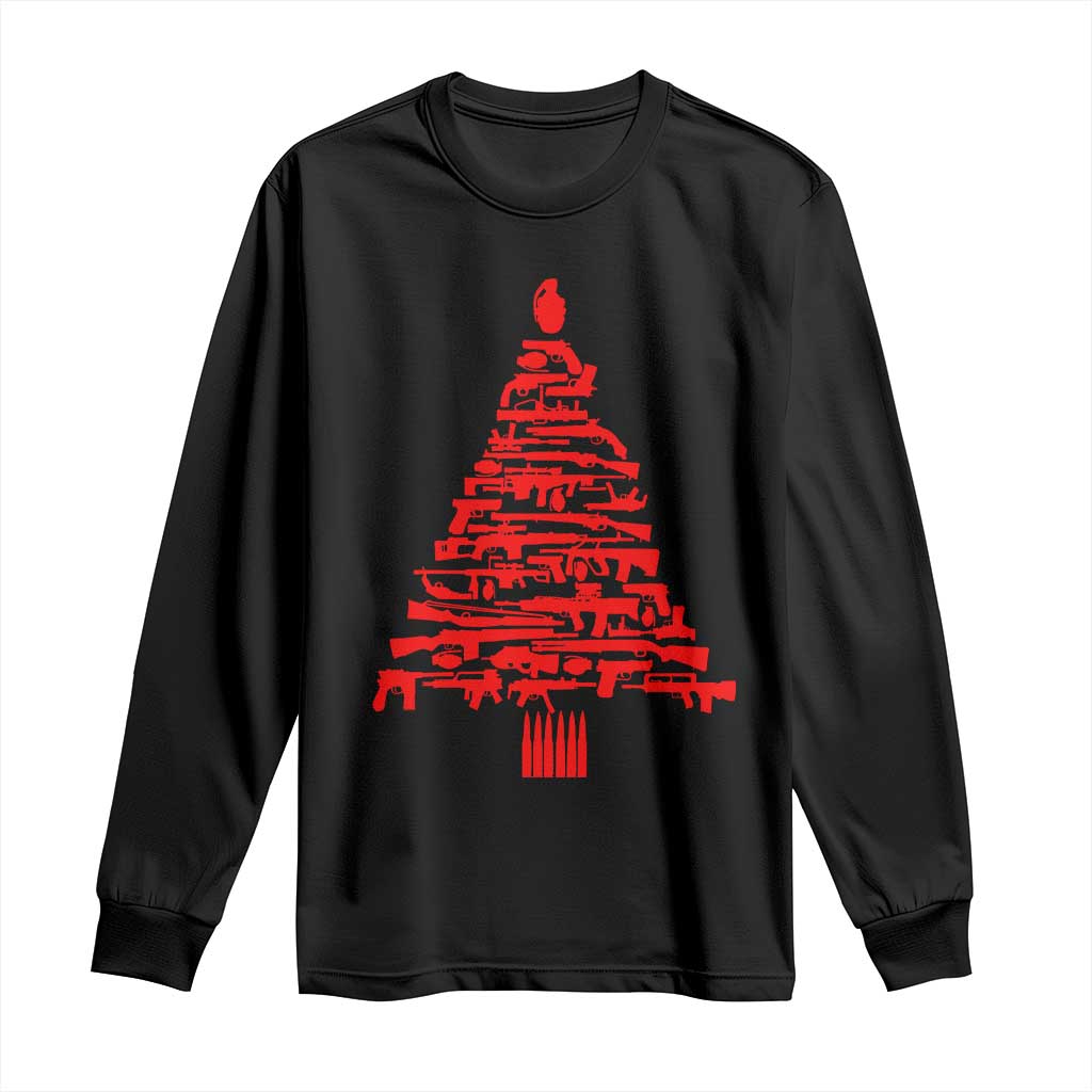 Funny Guns Christmas Long Sleeve Shirt 2nd Amendment Xmas Tree Gun Lovers TS10 Black Print Your Wear