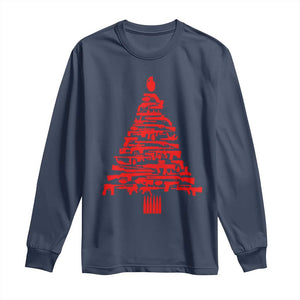 Funny Guns Christmas Long Sleeve Shirt 2nd Amendment Xmas Tree Gun Lovers TS10 Navy Print Your Wear