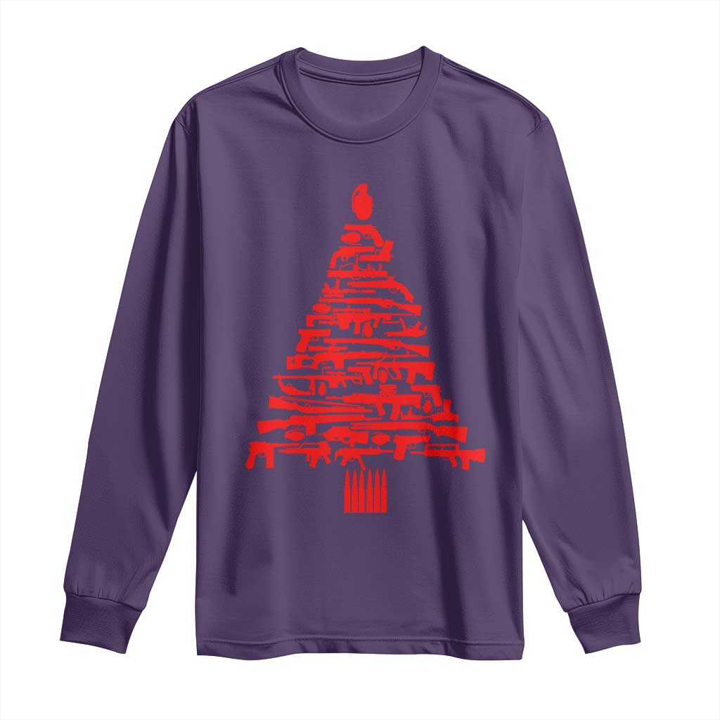 Funny Guns Christmas Long Sleeve Shirt 2nd Amendment Xmas Tree Gun Lovers TS10 Purple Print Your Wear