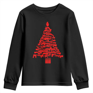 Funny Guns Christmas Youth Sweatshirt 2nd Amendment Xmas Tree Gun Lovers TS10 Black Print Your Wear