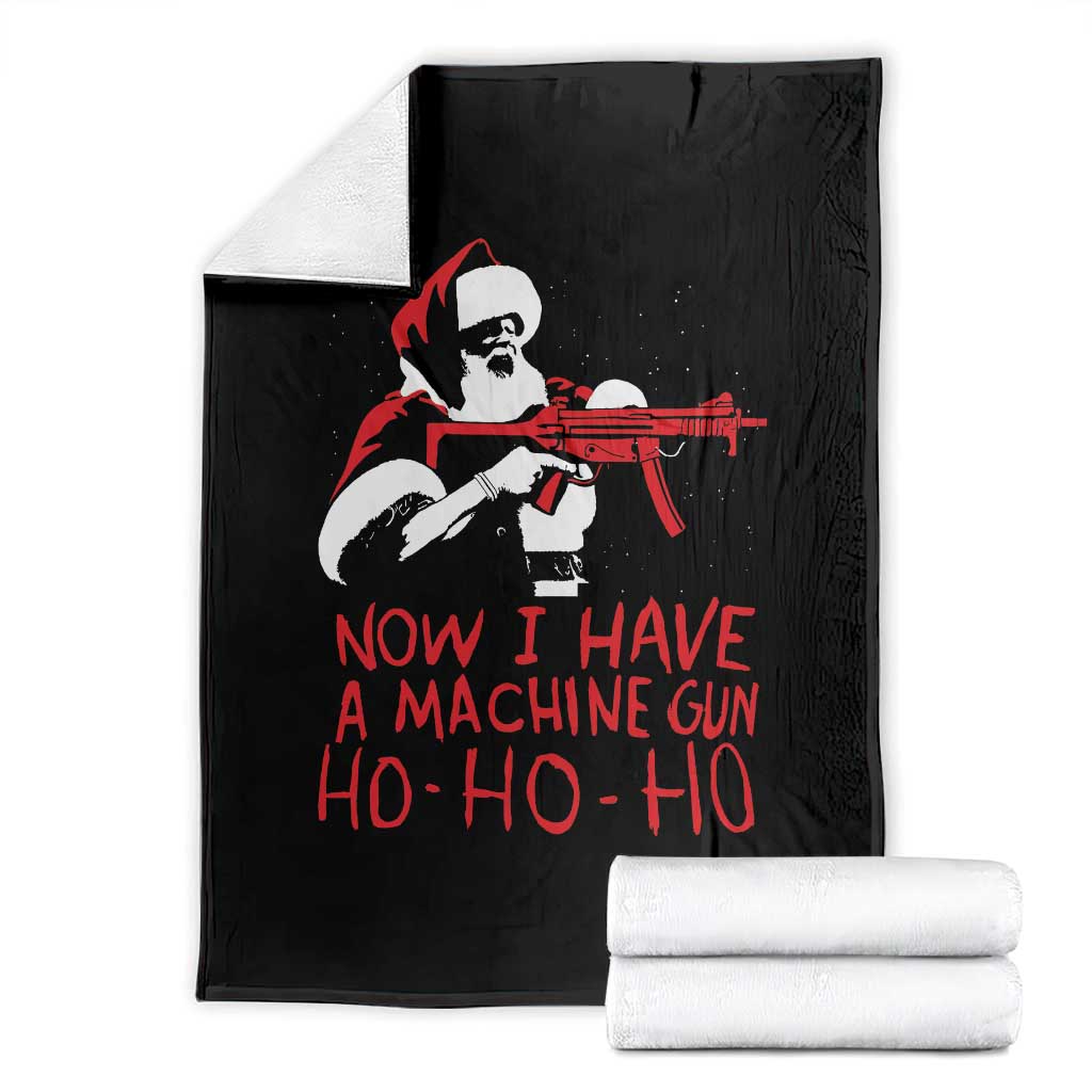 Now I Have A Machine Gun Throw Blanket Funny Retro Christmas 90s Movie Santa Gun Lovers TS10 Black Print Your Wear