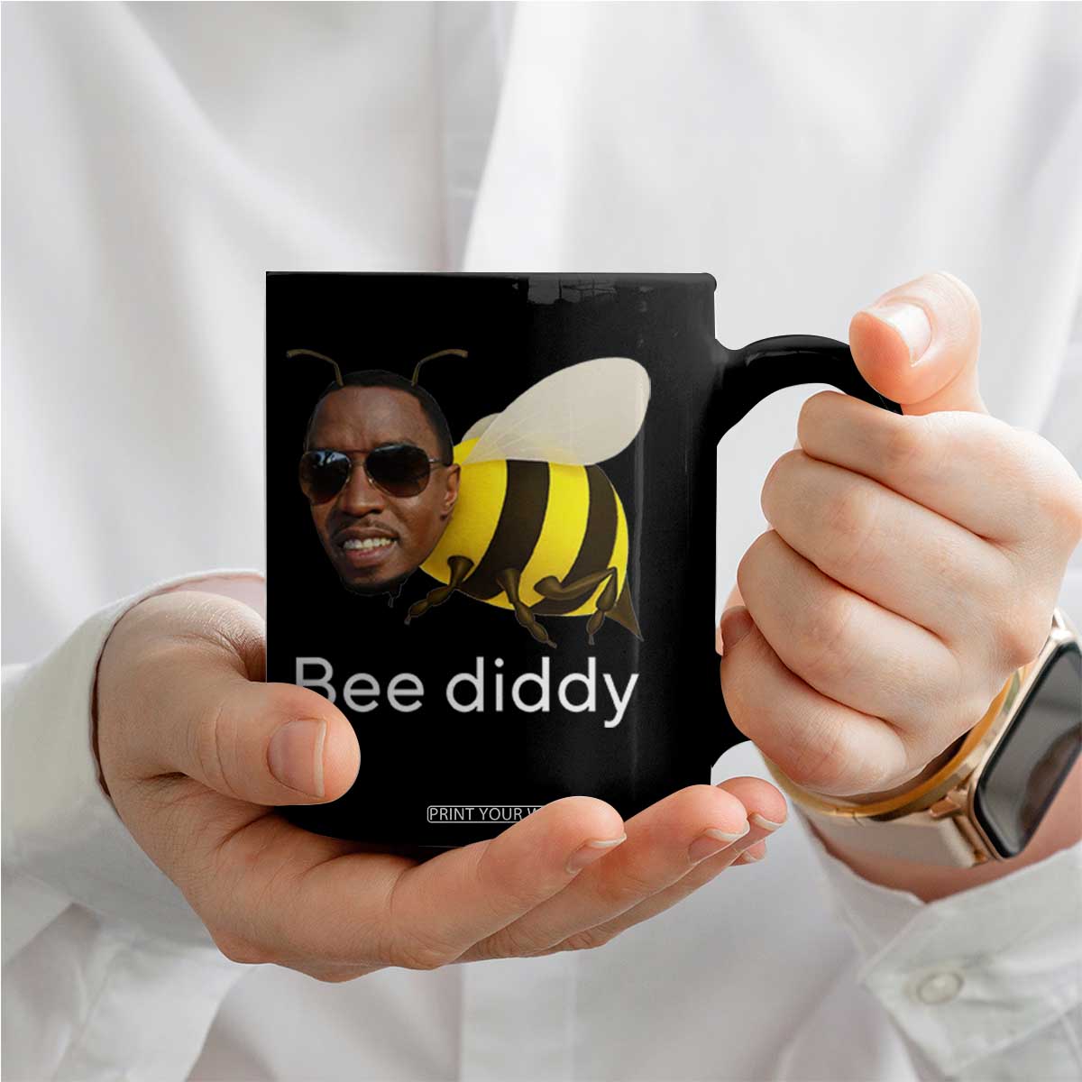 Bee Diddy Coffee Mug Funny Weirdcore Dark Humor Internet Memes Gen-Z TS10 Print Your Wear