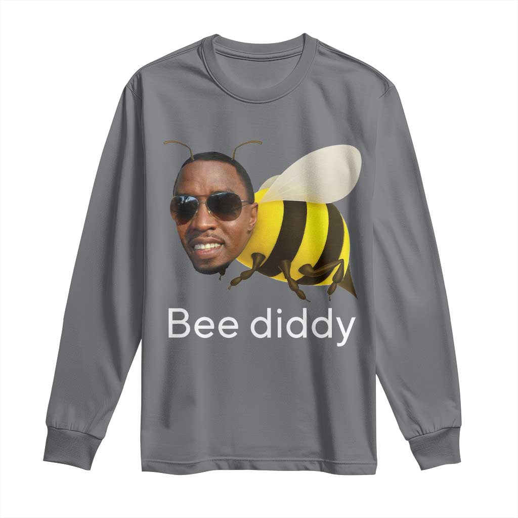 Bee Diddy Long Sleeve Shirt Funny Weirdcore Dark Humor Internet Memes Gen-Z TS10 Charcoal Print Your Wear