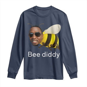 Bee Diddy Long Sleeve Shirt Funny Weirdcore Dark Humor Internet Memes Gen-Z TS10 Navy Print Your Wear