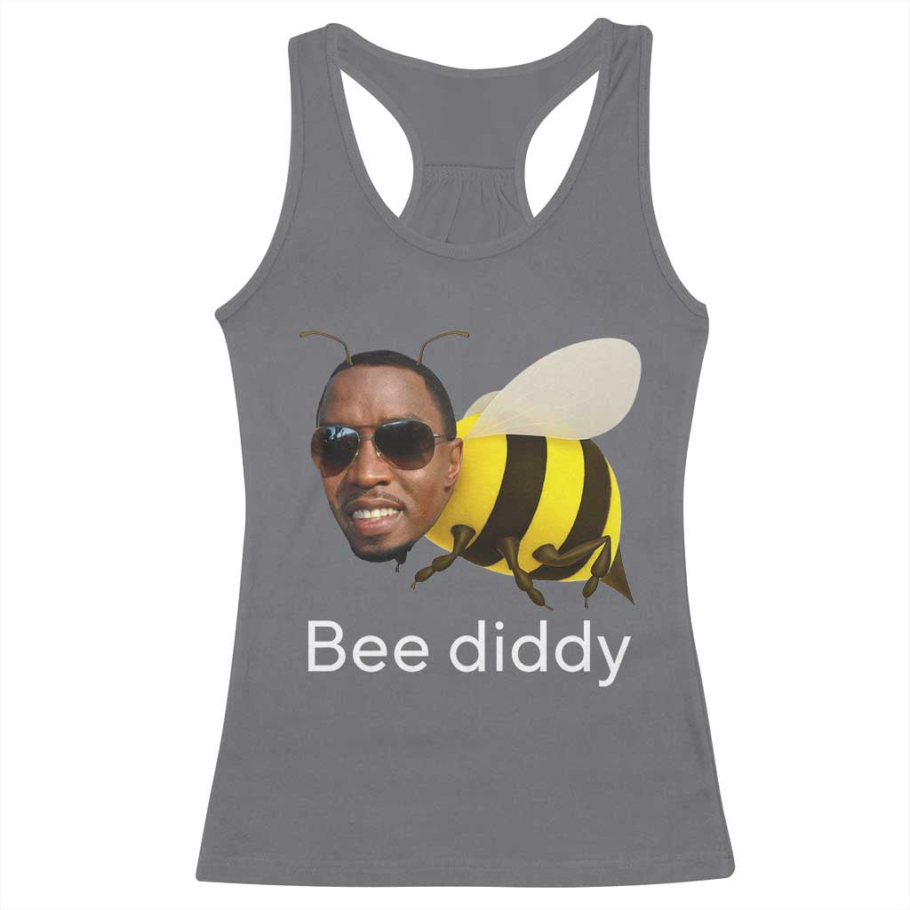 Bee Diddy Racerback Tank Top Funny Weirdcore Dark Humor Internet Memes Gen-Z TS10 Charcoal Print Your Wear