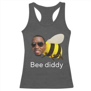 Bee Diddy Racerback Tank Top Funny Weirdcore Dark Humor Internet Memes Gen-Z TS10 Dark Heather Print Your Wear