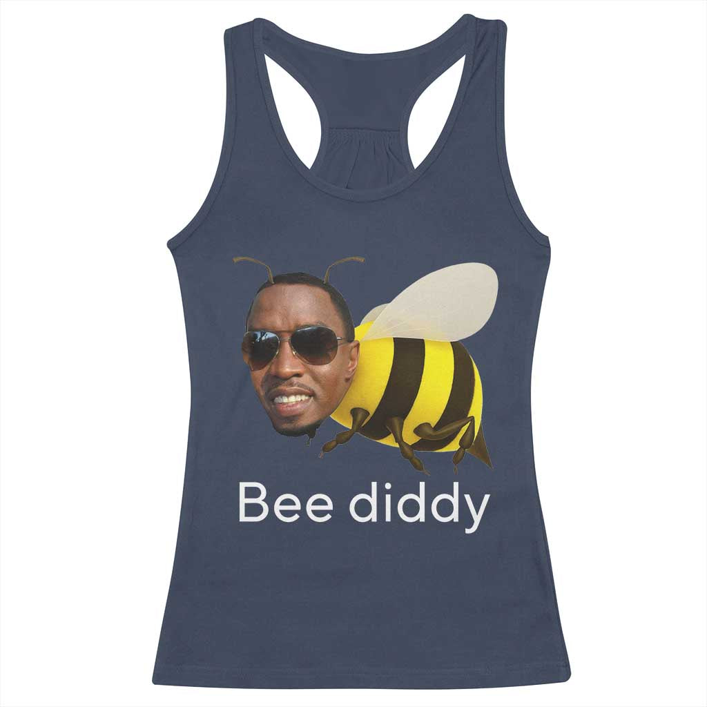 Bee Diddy Racerback Tank Top Funny Weirdcore Dark Humor Internet Memes Gen-Z TS10 Navy Print Your Wear