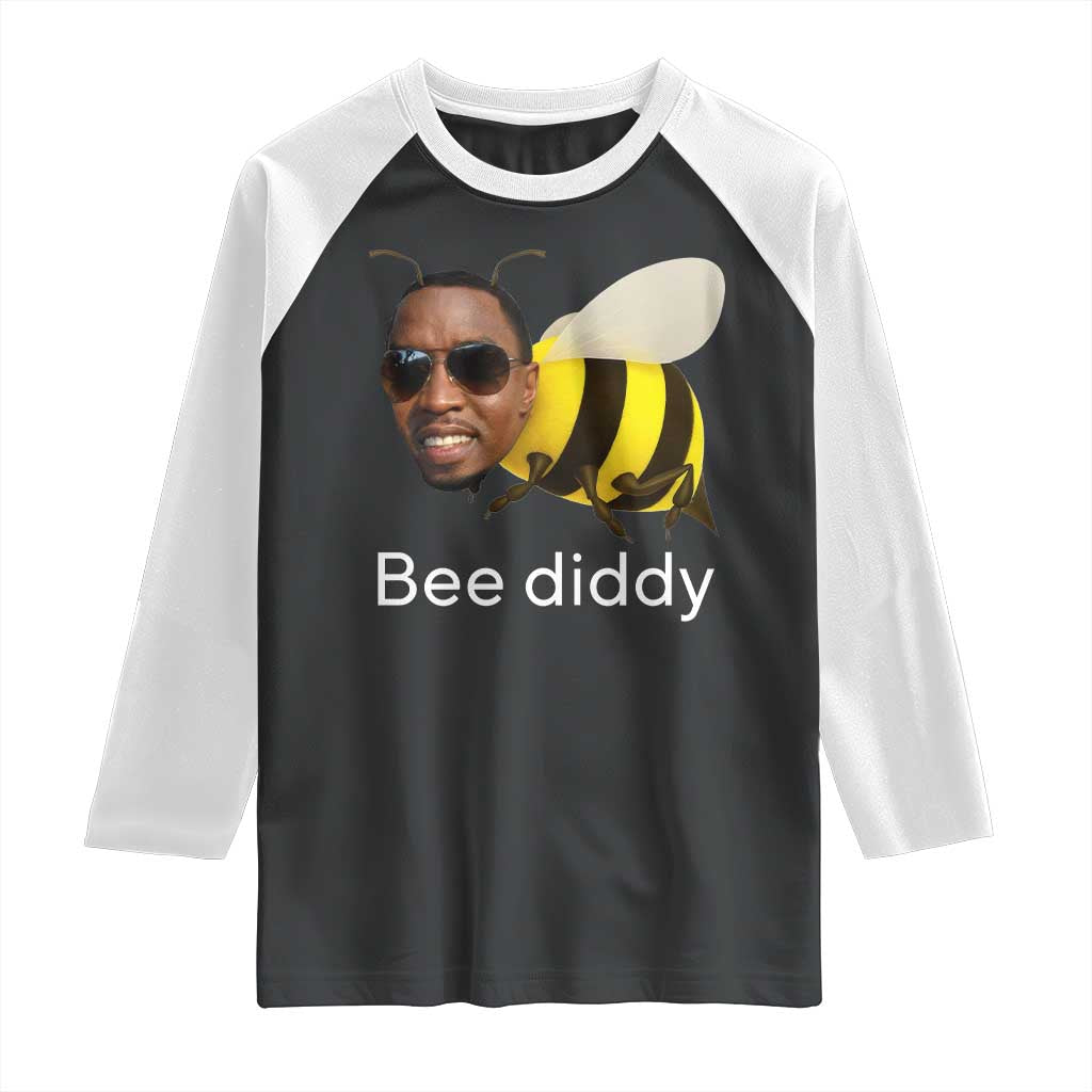 Bee Diddy Raglan Shirt Funny Weirdcore Dark Humor Internet Memes Gen-Z TS10 Black White Print Your Wear