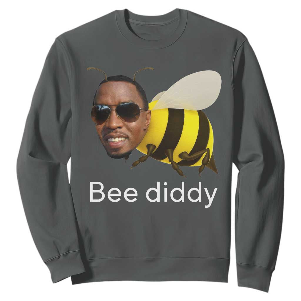 Bee Diddy Sweatshirt Funny Weirdcore Dark Humor Internet Memes Gen-Z TS10 Dark Heather Print Your Wear