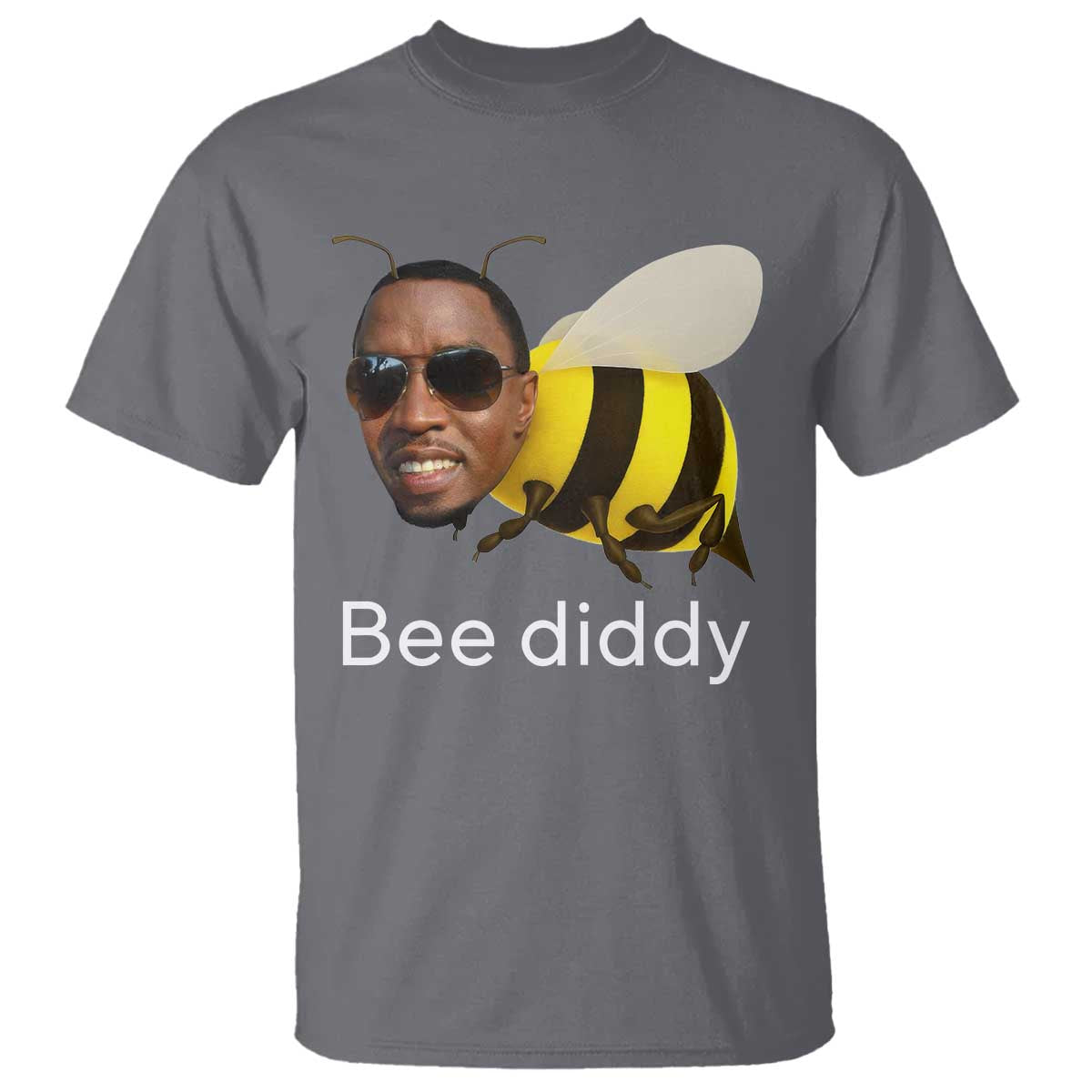 Bee Diddy T Shirt Funny Weirdcore Dark Humor Internet Memes Gen-Z TS10 Charcoal Print Your Wear