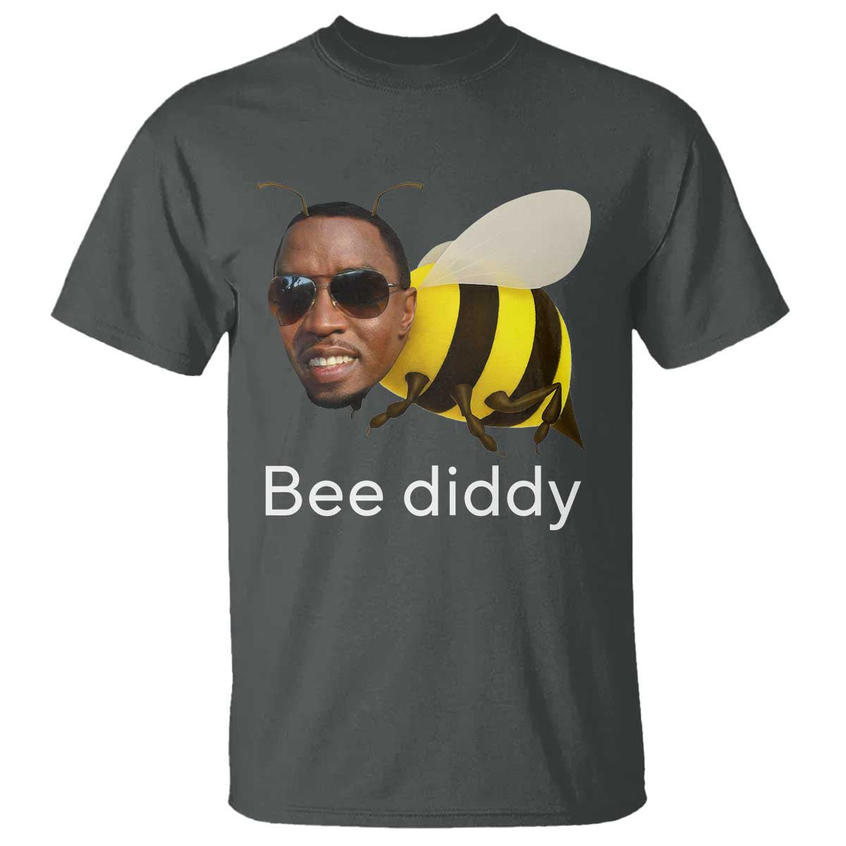 Bee Diddy T Shirt Funny Weirdcore Dark Humor Internet Memes Gen-Z TS10 Dark Heather Print Your Wear