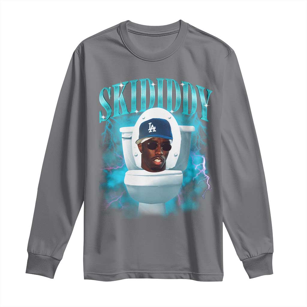 Funny Diddy Long Sleeve Shirt Diddy Skibidi Toilet Bootleg Meme TS10 Charcoal Print Your Wear