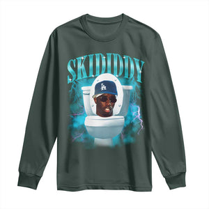 Funny Diddy Long Sleeve Shirt Diddy Skibidi Toilet Bootleg Meme TS10 Dark Forest Green Print Your Wear
