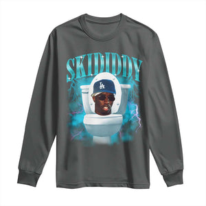 Funny Diddy Long Sleeve Shirt Diddy Skibidi Toilet Bootleg Meme TS10 Dark Heather Print Your Wear