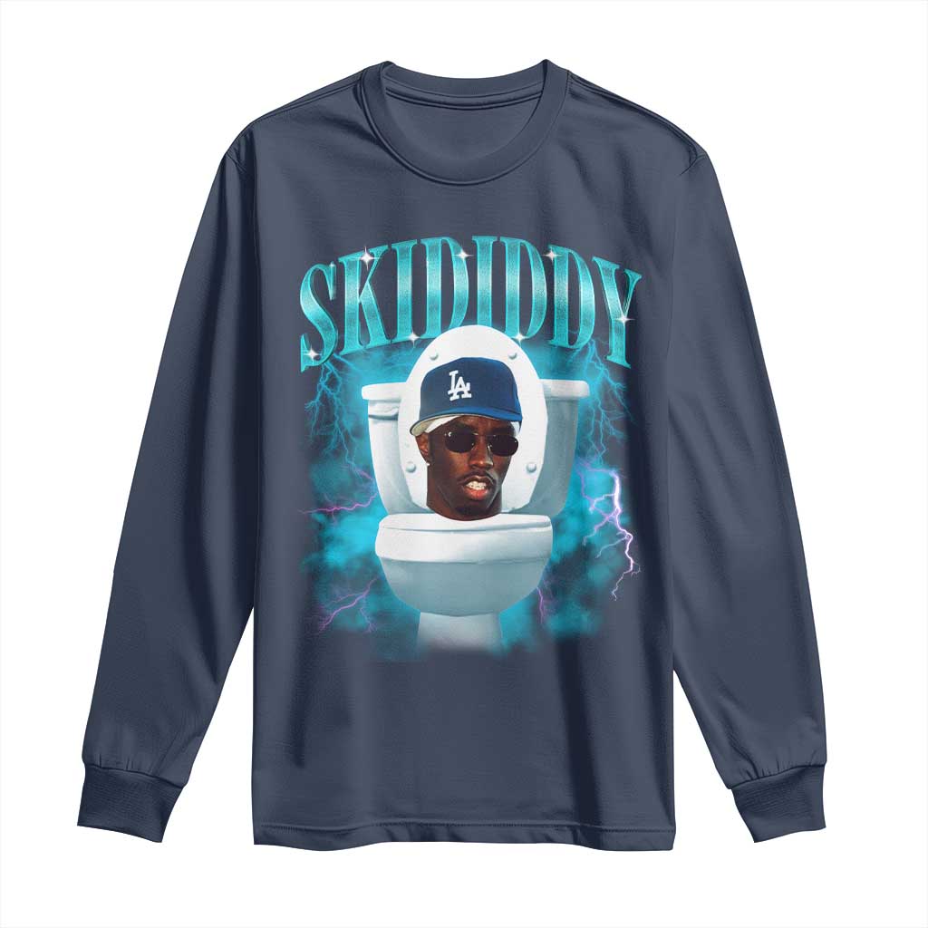 Funny Diddy Long Sleeve Shirt Diddy Skibidi Toilet Bootleg Meme TS10 Navy Print Your Wear