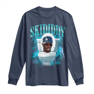 Funny Diddy Long Sleeve Shirt Diddy Skibidi Toilet Bootleg Meme TS10 Navy Print Your Wear