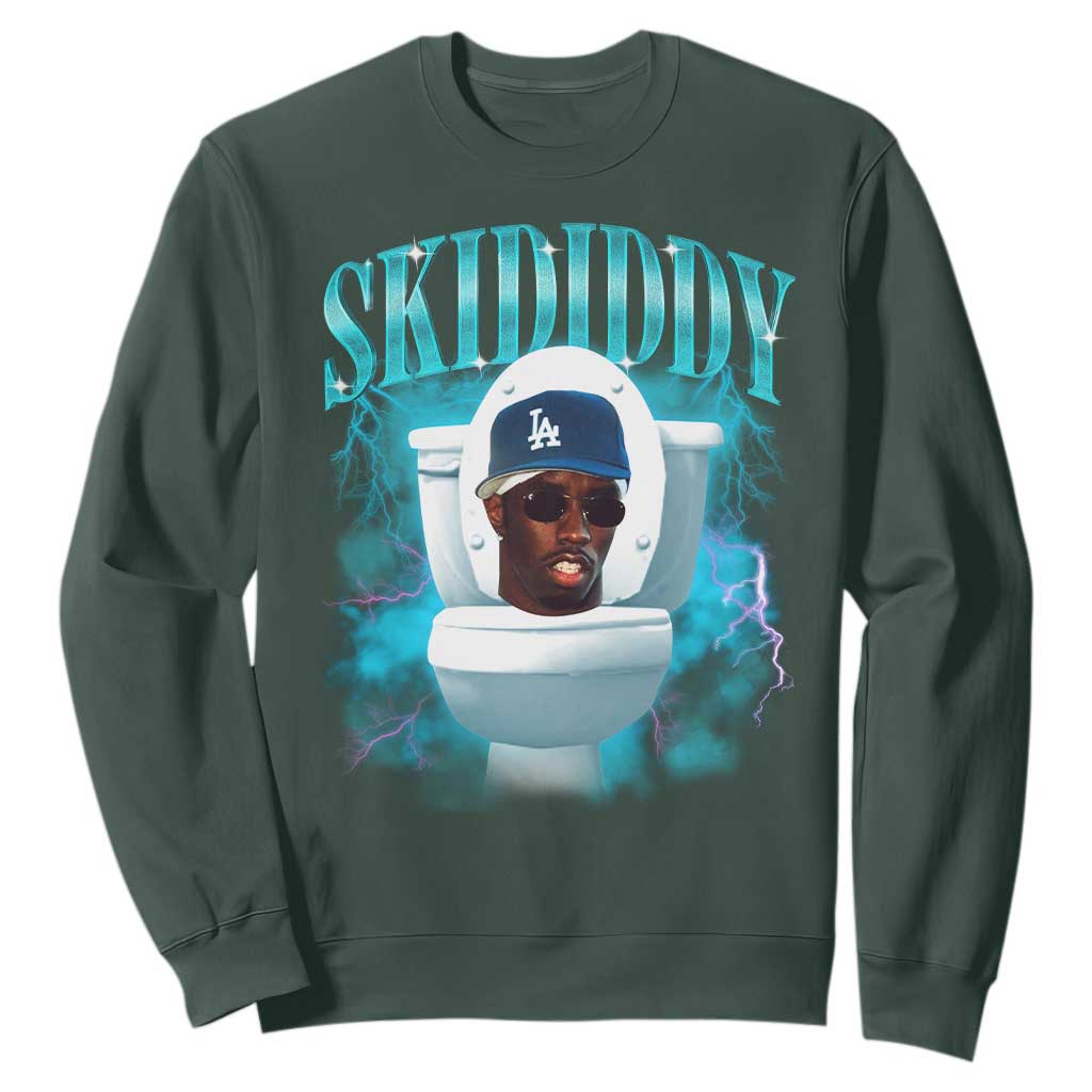 Funny Diddy Sweatshirt Diddy Skibidi Toilet Bootleg Meme TS10 Dark Forest Green Print Your Wear